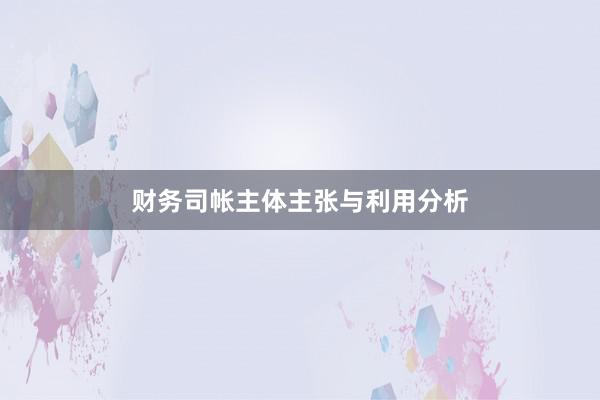 财务司帐主体主张与利用分析